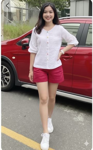 Women fashionable white cotton top
