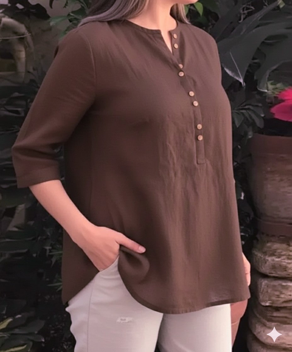 Brown cotton kurta for women
