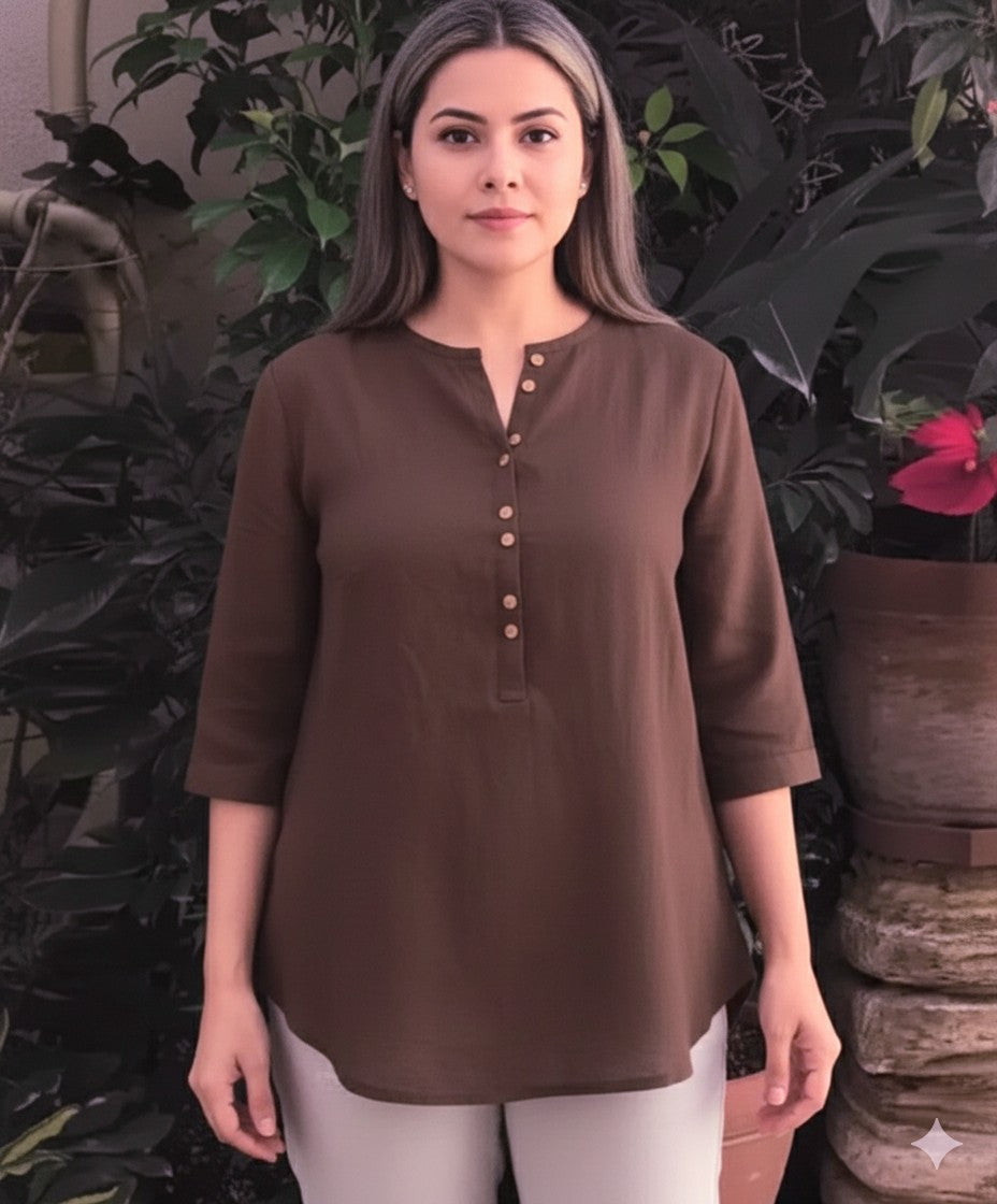 Brown cotton kurta for women