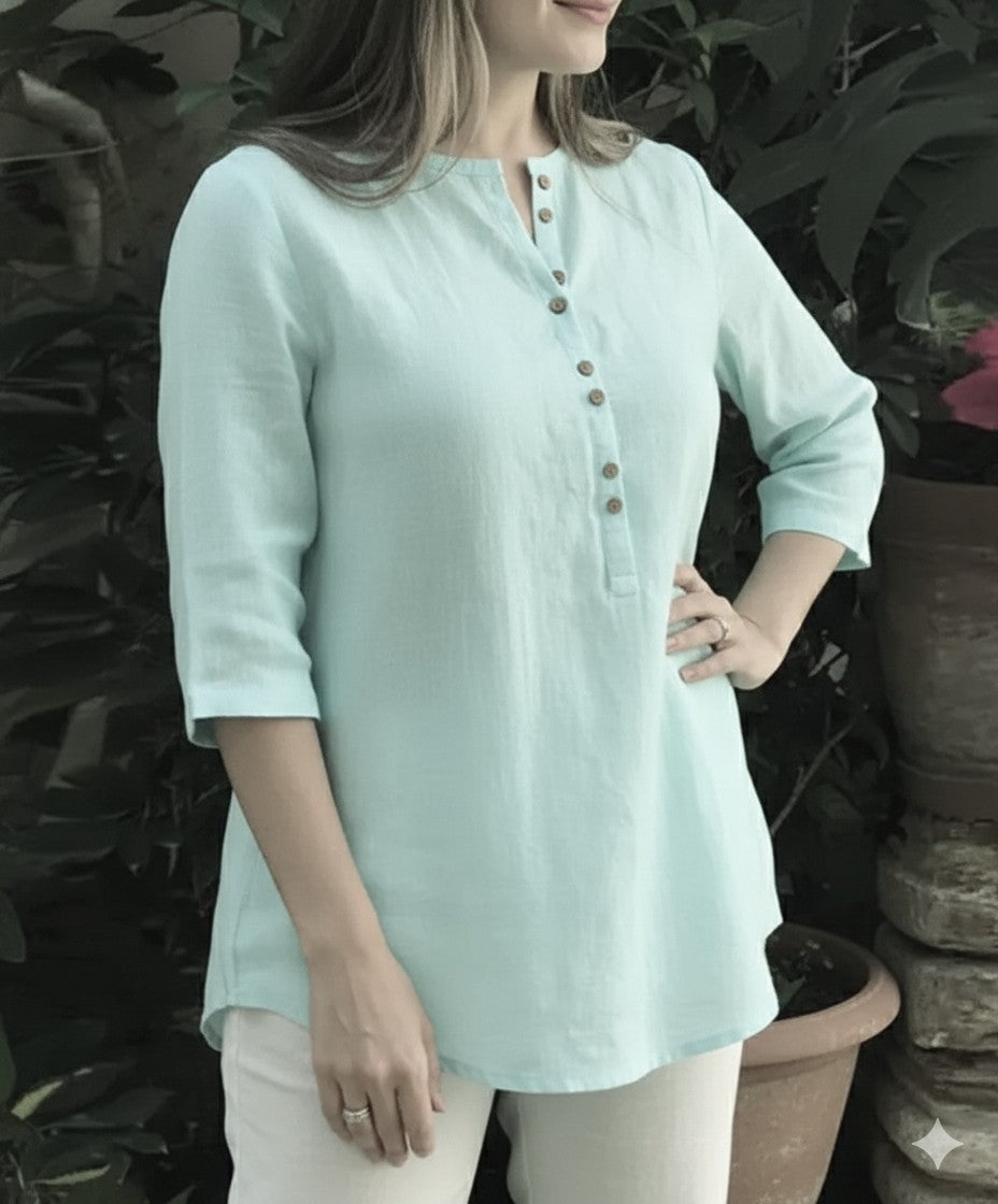 Mint green cotton kurta for women