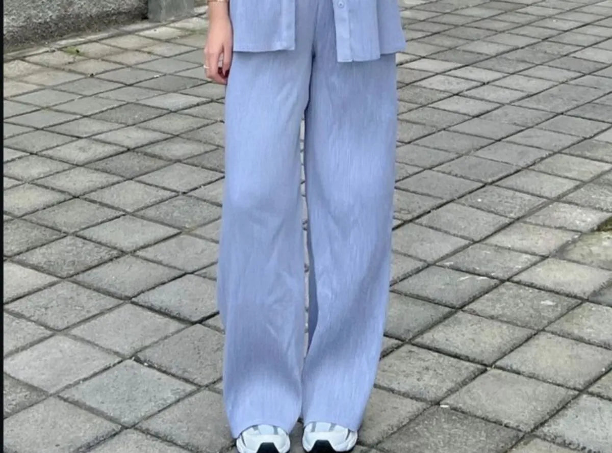 Sky Blue Solid Co-Ord Set for Women