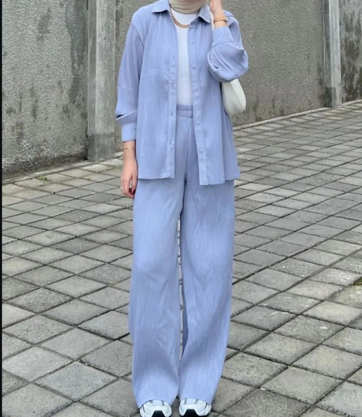 Sky Blue Solid Co-Ord Set for Women