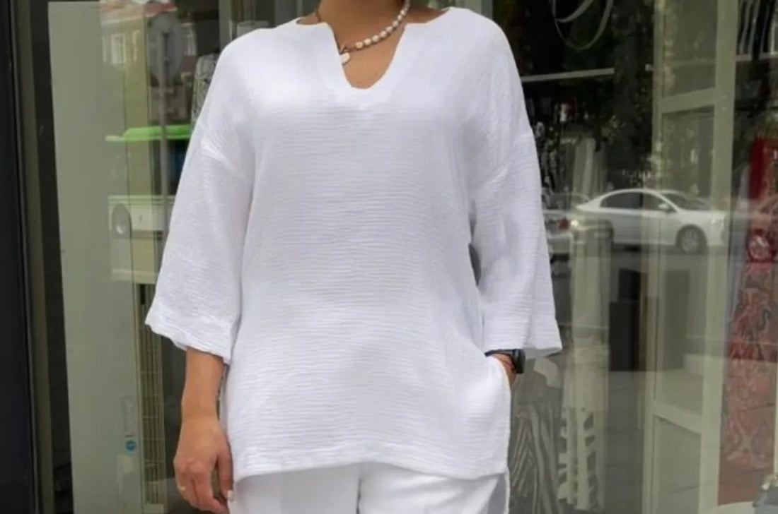 White Cotton Solid Co-Ord Set for Women