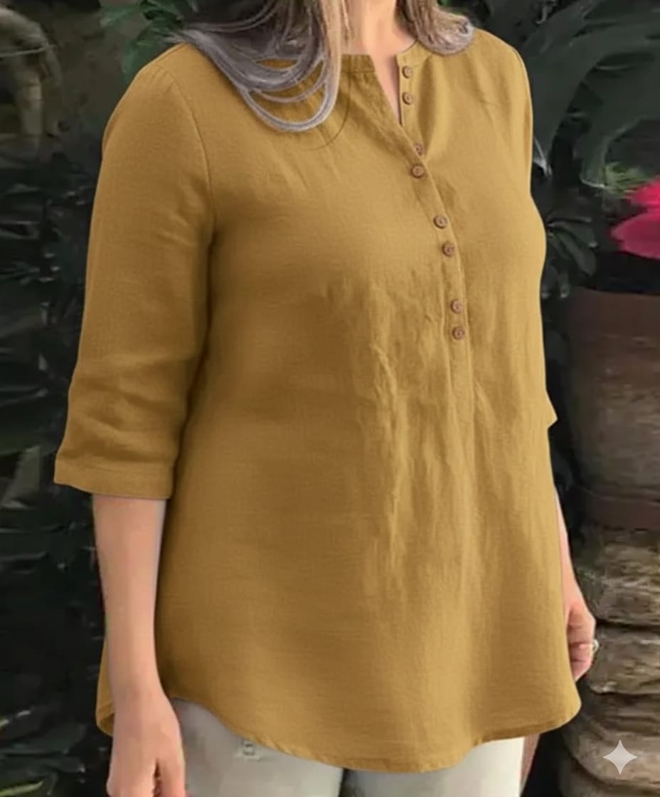 dark mustred women short cotton kurta