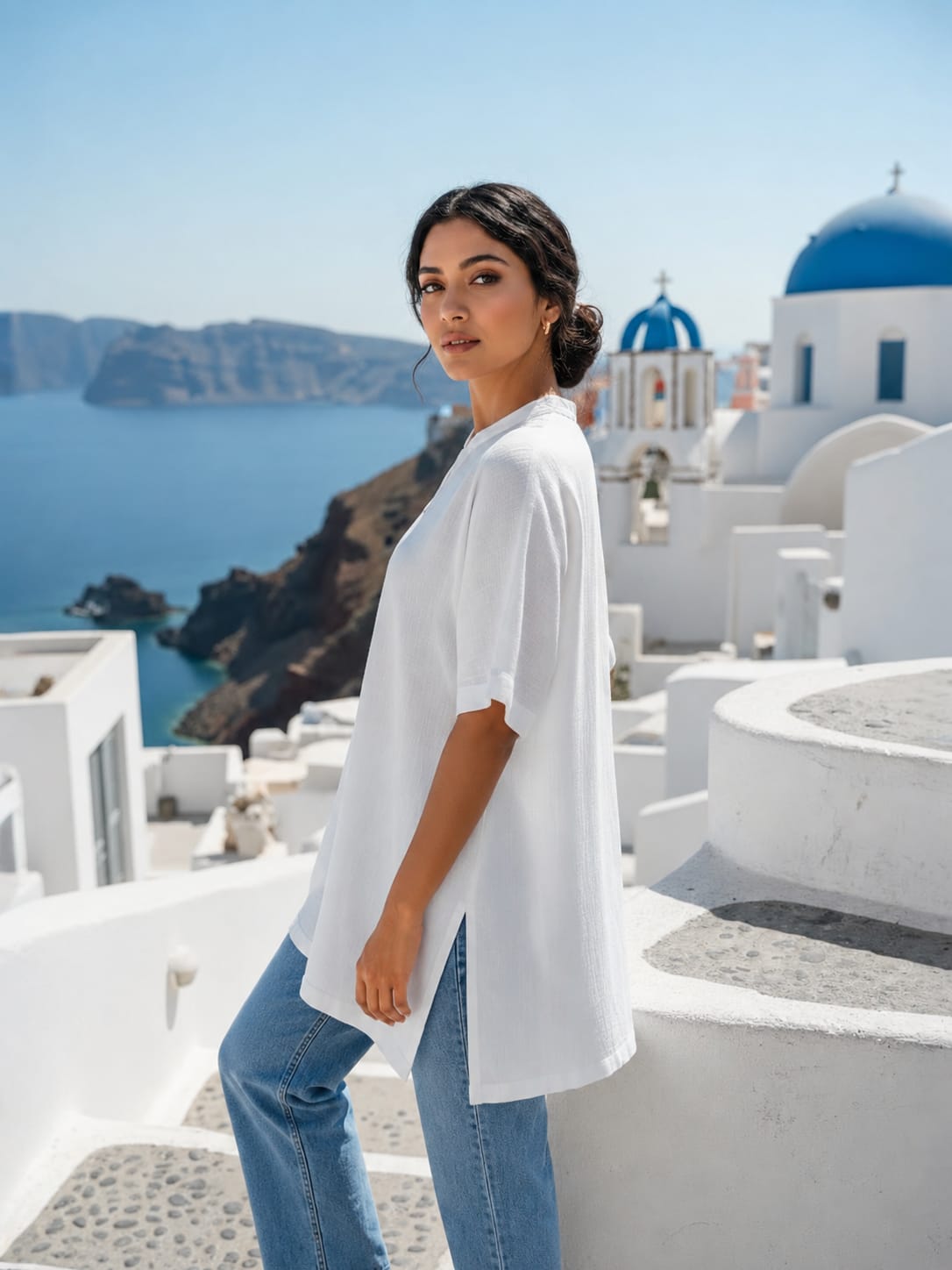 White Japanese Solid Short Kurta For Women wear