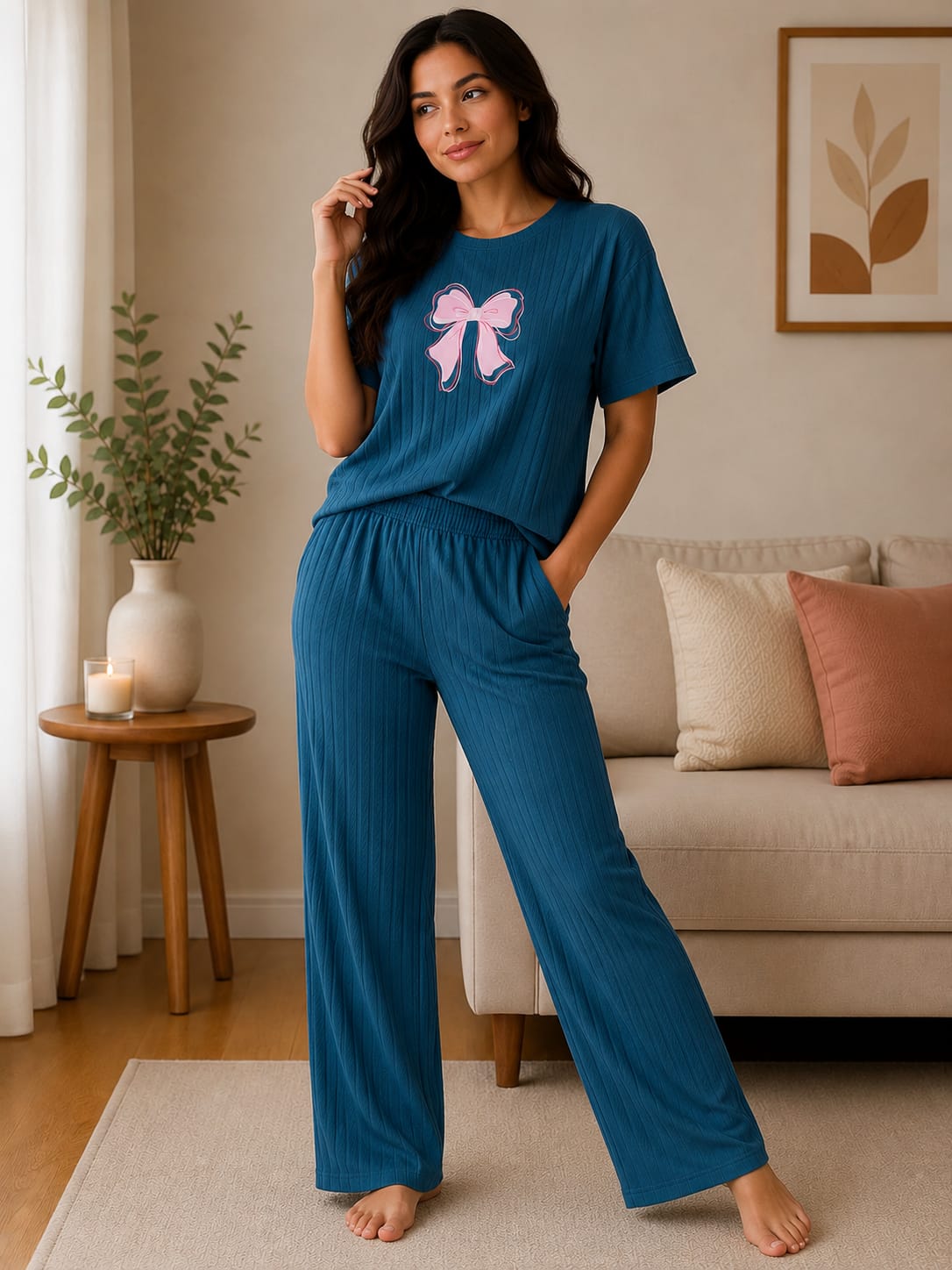 Co-ord set for women black mint green