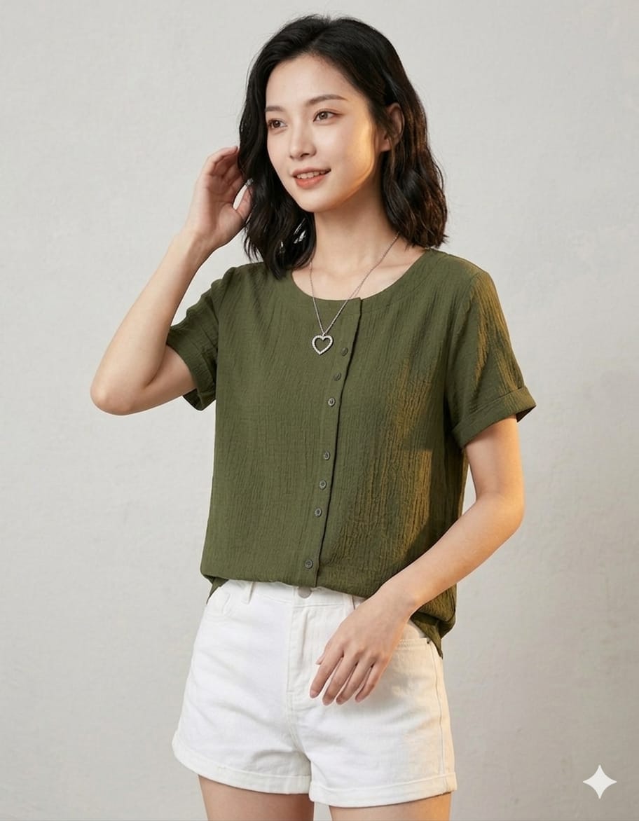 Mehdi green Cotton top for women