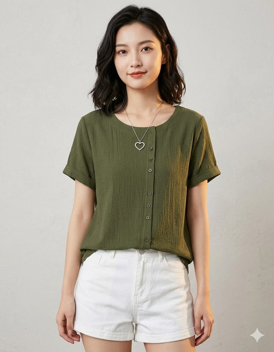 Mehdi green Cotton top for women
