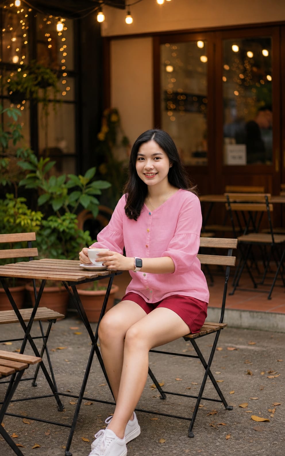 pink women puff sleeve cotton top