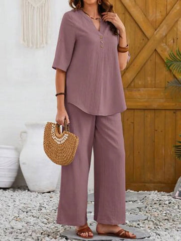 Onion Cotton Solid Co-Ord Set for Women