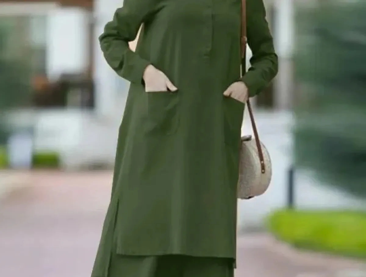 Green Cotton Solid Co-Ord Set for Women